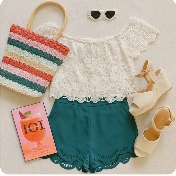 Poetry, Cream Lace, Off-Shoulder, Crop Top, Medium - Picture 5 of 10